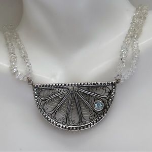 Cynthia Gale Ca D’zan Sunset Sterling Silver Aquamarine Blue Topaz Necklace
